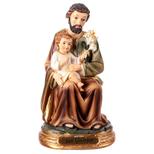 Figur hl. Josef mit Jesuskind un Lilie sitzend